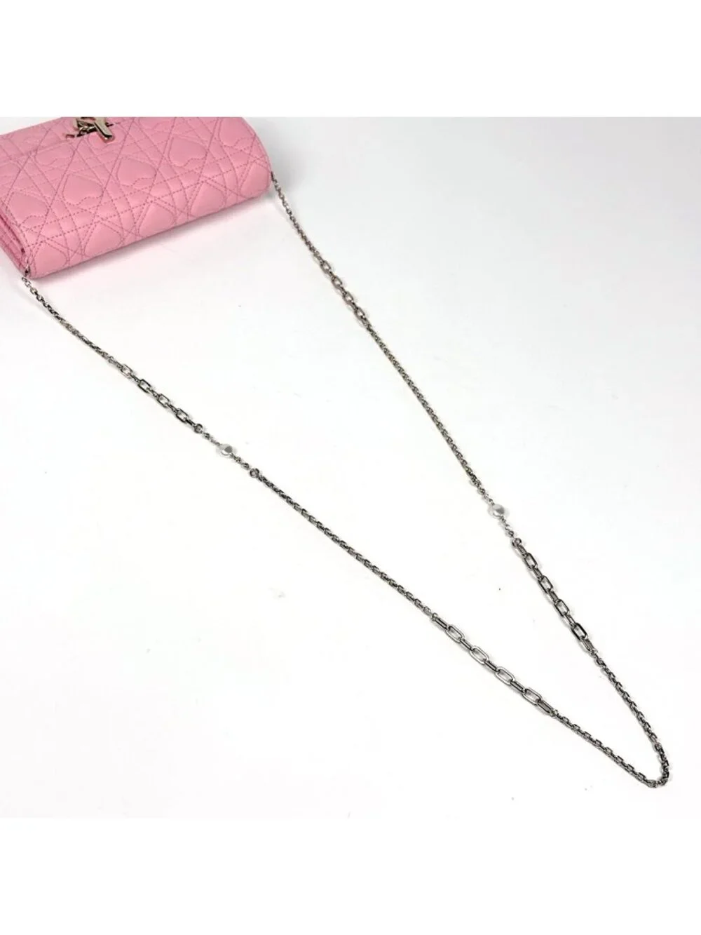 Dior My Daily Chain Wallet Heart Cannage Leather Pink Shoulder Bag